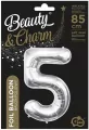 Balon foliowy B&C cyfra 5 srebrna 85cm - tantis.pl