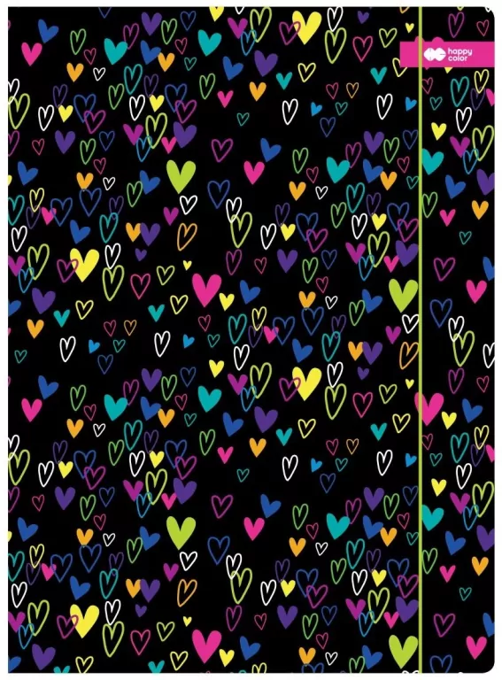 Teczka z gumką A4 My Love czarna HAPPY COLOR - tantis.pl