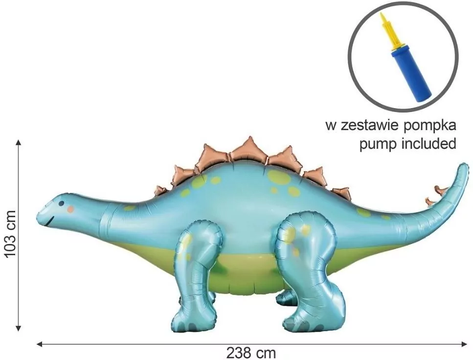 Balon foliowy Dino Stegozaur 238x91x103cm - tantis.pl