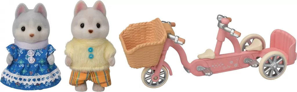 Sylvanian Families. Tandem na rowerze. Pieski Husky. Zestaw z figurkami - tantis.pl