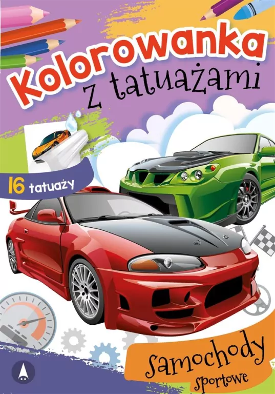 Samochody sportowe. Kolorowanka z tatuażami - tantis.pl