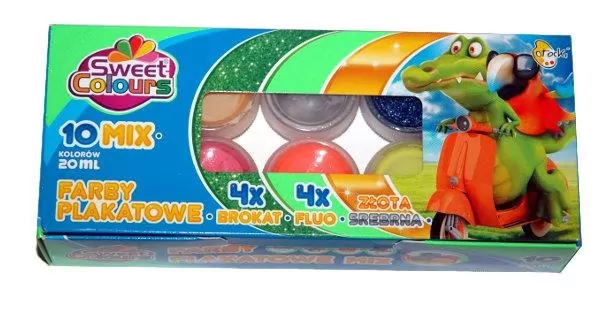 Farby plakatowe Otocki 10kol.20ml.mix kolorów (złota,srebrna, fluo) % BPZ - tantis.pl