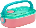 Śniadaniówka Aqua Pure + sztućce mint/pink ASTRA - tantis.pl