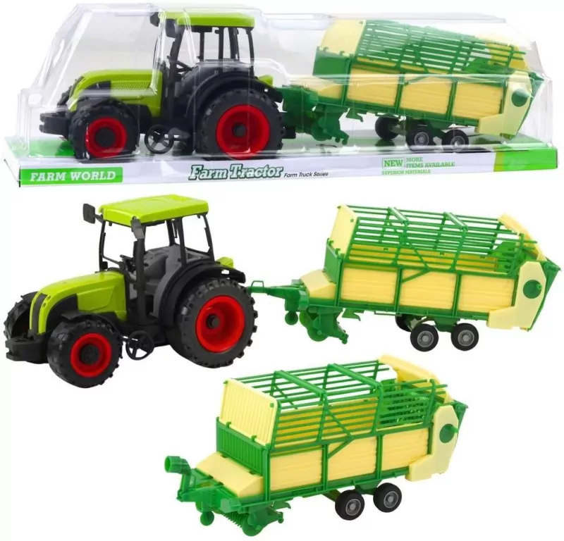 Traktor rolniczy przyczepą zielono-żółtą - tantis.pl