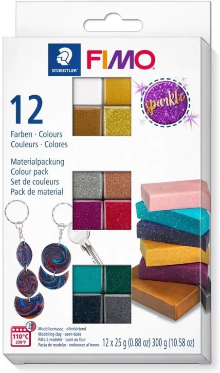 Zestaw Fimo Effect Sparkle 12 kostek, 25g - tantis.pl