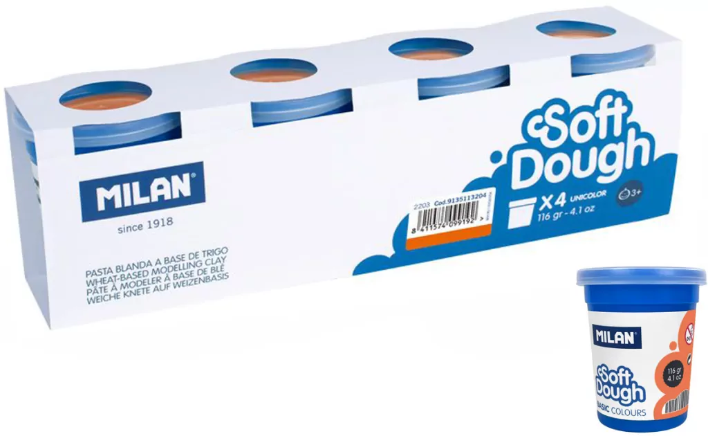 Ciastolina Basic 116g 4 słoiczki pomarańcz MILAN - tantis.pl