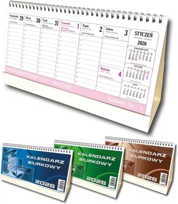 Kalendarz 2026 biurkowy poziom duży mix