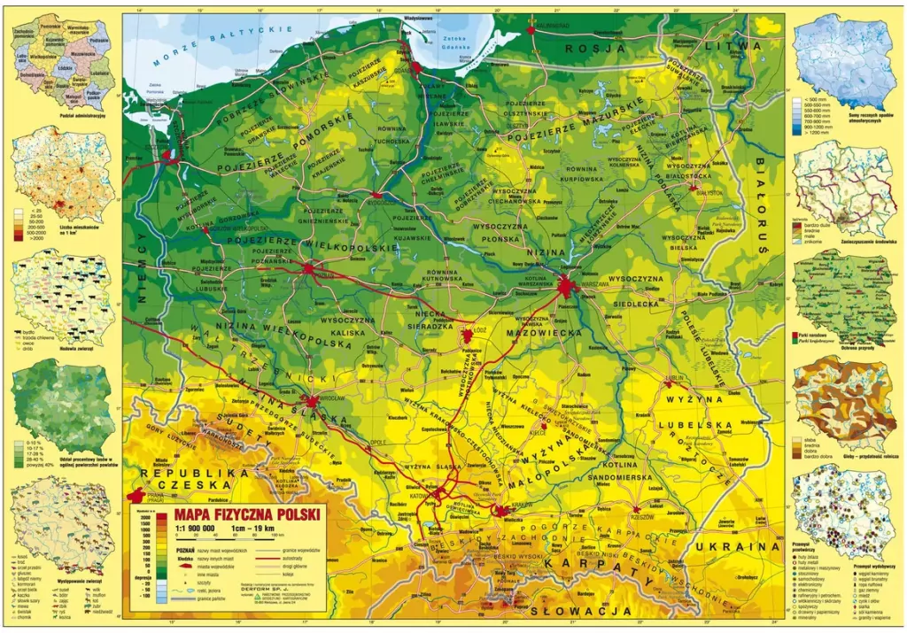 Podkład na biurko. Mapa fizyczna Polski - tantis.pl