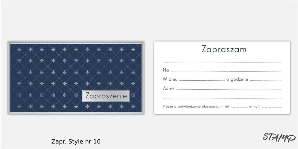 Zaproszenia Style wzór nr 10 (opakowanie 10 szt.) - tantis.pl