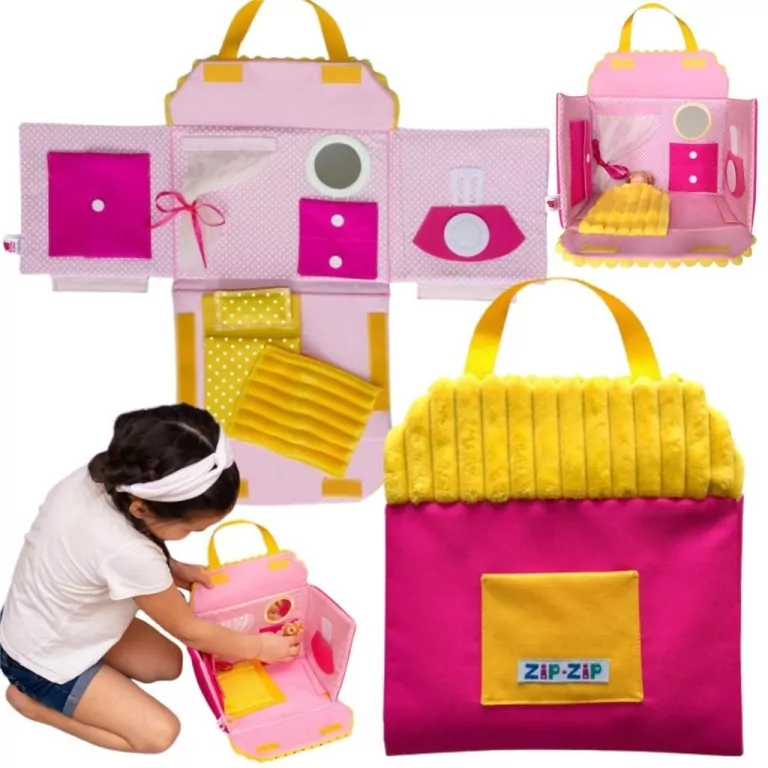 Domek dla lalek torba przenośna zólty - tantis.pl