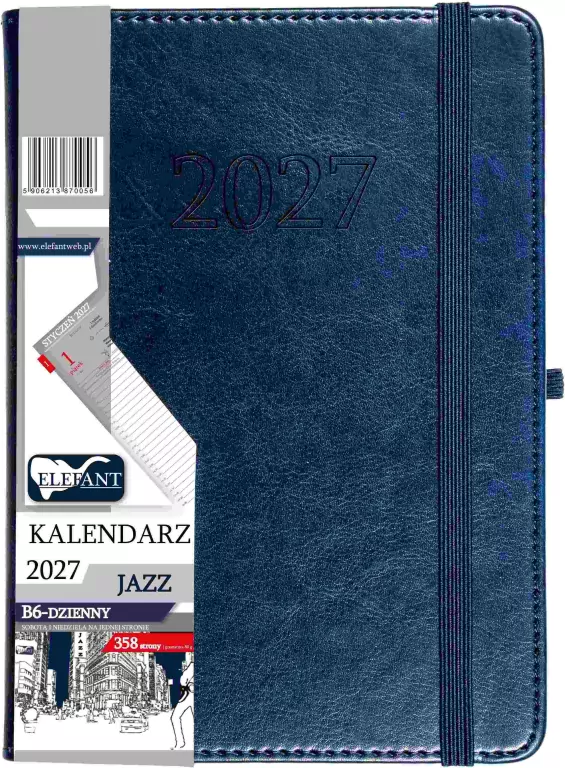 Kalendarz Jazz 2027 B6 dzienny granatowy - tantis.pl