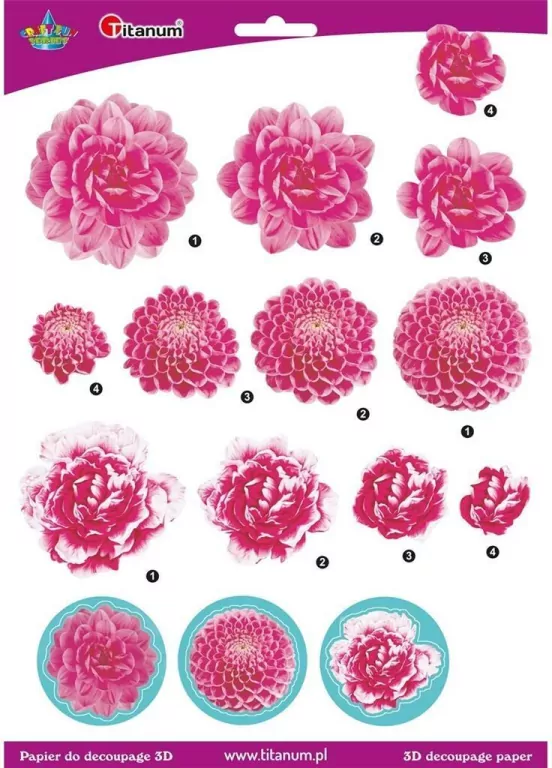 Papier do decoupage 3D kwiaty chryzantemy arkusz - tantis.pl