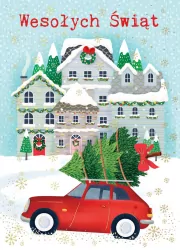 Karnet B6 auto z choinką