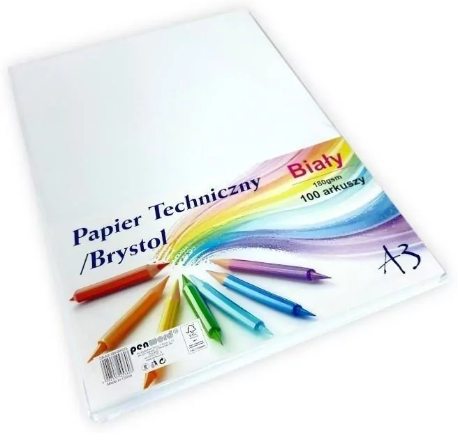 Papier techniczny brystol A3 biały 100 arkuszy - tantis.pl