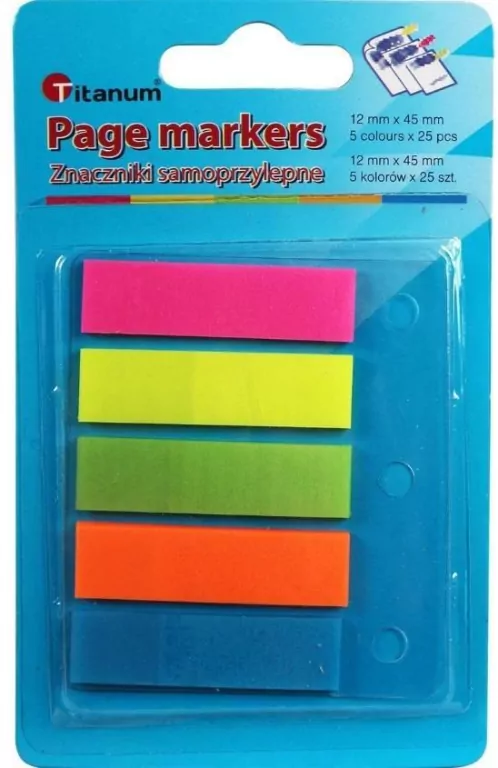 Zakładki indeksujące fluo 12x45mm 5x25 kartek - tantis.pl