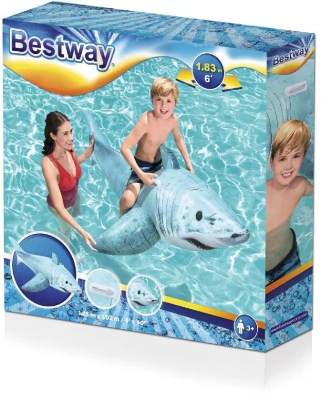 Dmuchany rekin do pływania z uchwytami 1.83m x 1.02m - tantis.pl