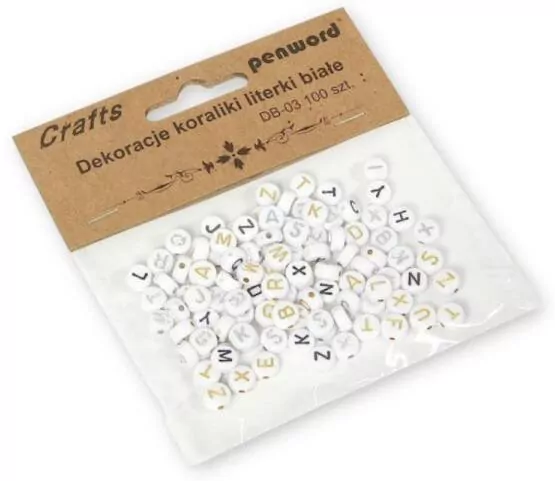 Koraliki literki białe 7x7mm, 100 sztuk - tantis.pl