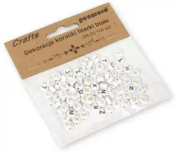 Koraliki literki białe 7x7mm, 100 sztuk