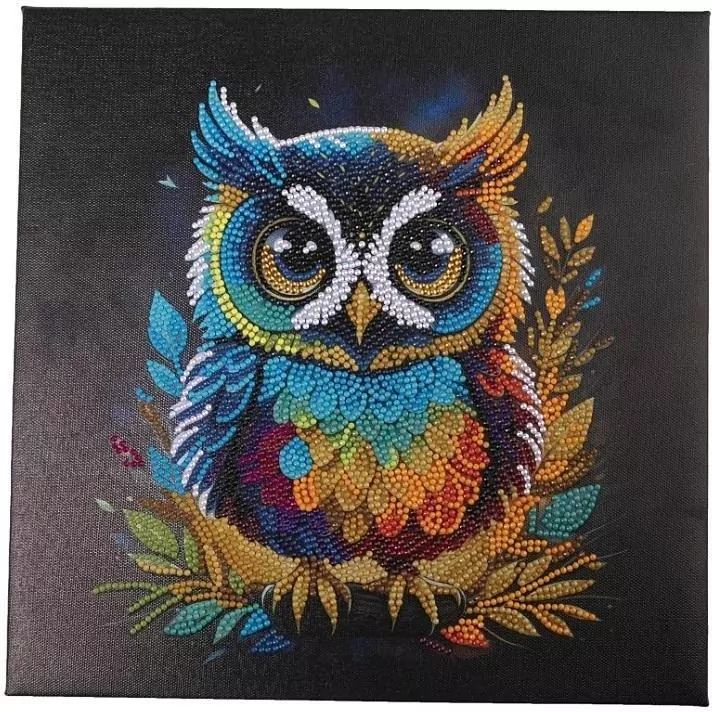 Obraz na płótnie 30x30cm z mozaiką Sowa - tantis.pl