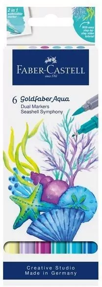 Pisak akwarelowy dwustronny 6kol FABER CASTELL - tantis.pl