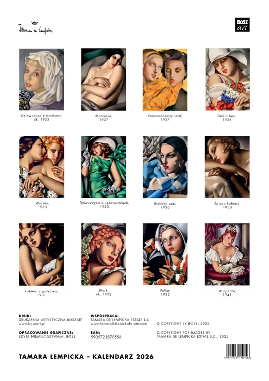 Kalendarz 2026 - Tamara Łempicka wzór 2 A3 - tantis.pl