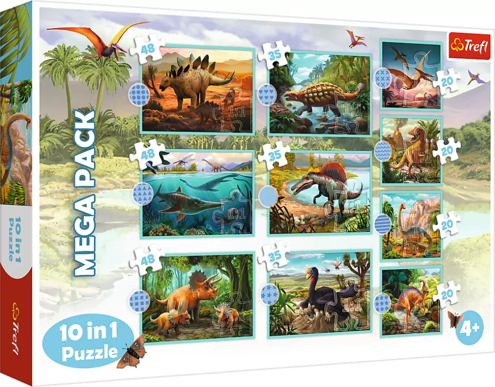 Poznaj wszystkie dinozaury. Puzzle 10w1 - tantis.pl