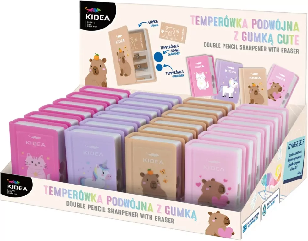 Temperówka podwójna z gumką  KIDEA - tantis.pl