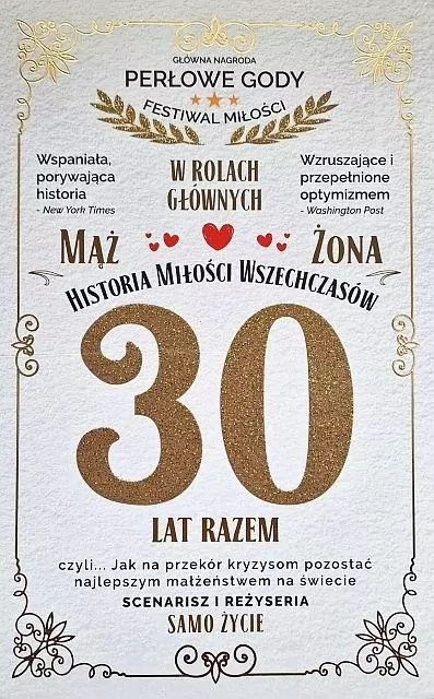 Karnet 30 rocznica ślubu (perłowa) - tantis.pl