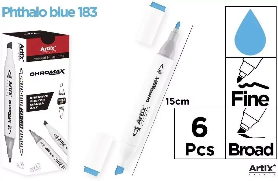 Marker Chromax z 2 końcówk. blue 183 - tantis.pl