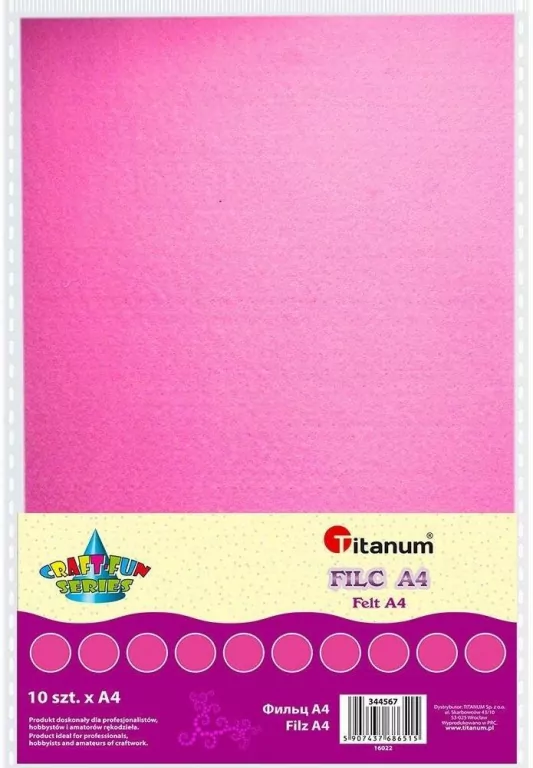 Filc A4 różowy 10szt - tantis.pl