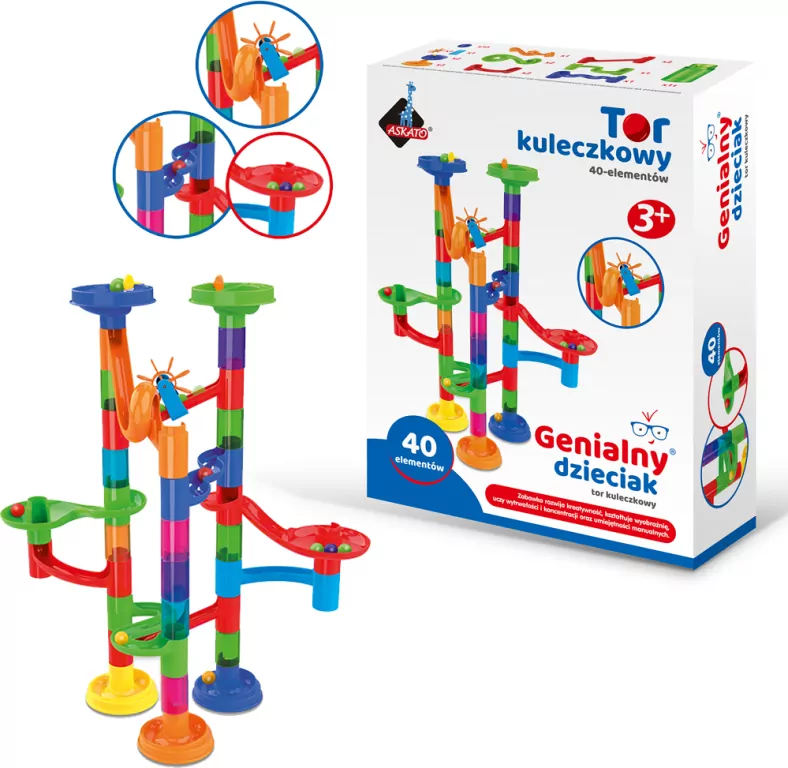 Tor kuleczkowy. 40 elementów. Genialny dzieciak - tantis.pl