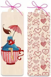 Kobieta w filiżance. Zakładka drewniana