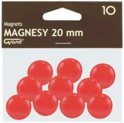 Magnes. Czerwony . 20 mm, 10 sztuk.