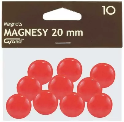 Magnes. Czerwony . 20 mm, 10 sztuk.