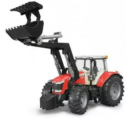 Traktor Massey Ferguson. Pojazd rolniczy z ładowarką. 7624 BRUDER - tantis.pl