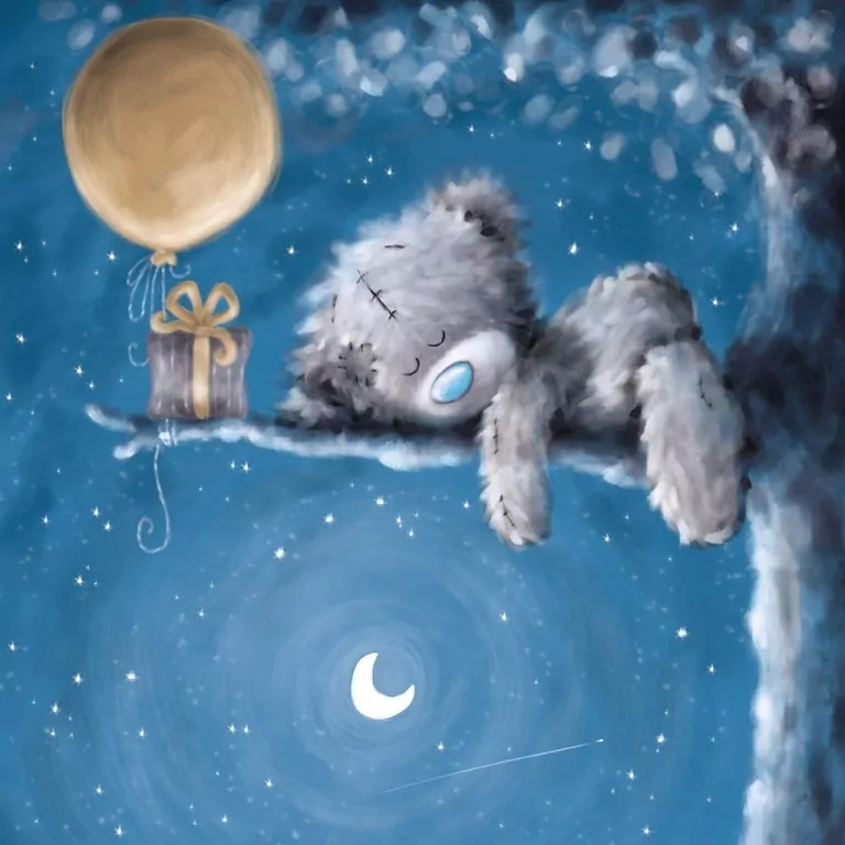 Kartka urodzinowa. Miś na gałęzi z prezentem - tantis.pl