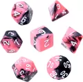 Komplet kości REBEL RPG - Dwukolorowe - Różowo-czarne (białe cyfry) - tantis.pl
