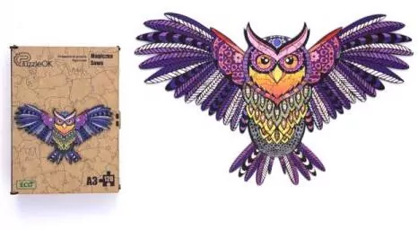 Puzzle drewniane 120. Magiczna sowa A3