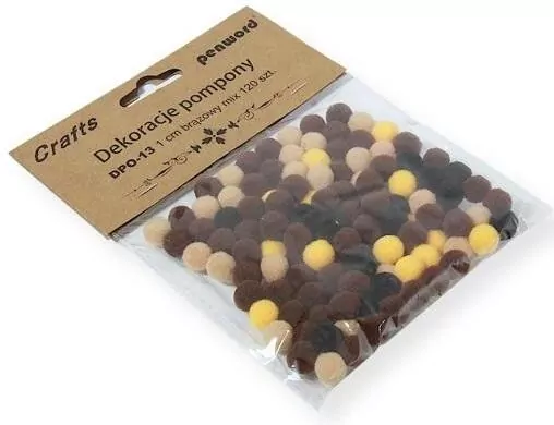 Dekoracje pompony 1cm mix brązowy