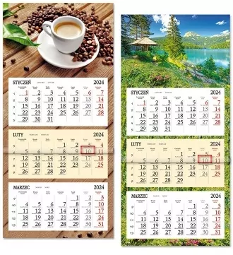 Kalendarz 2024 trójdzielny z płaską główką. Mix - tantis.pl