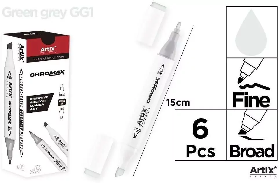 Marker Chromax z 2 końcówk. green grey GG1 (6szt) - tantis.pl