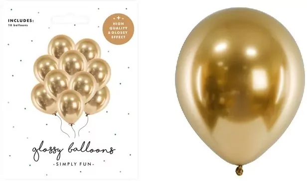 Balony Glossy złoty 30cm - tantis.pl