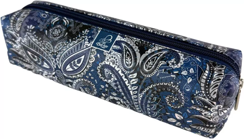 Piórnik szkolny młodzieżowy prostokąt kostka Ornament Blue - tantis.pl