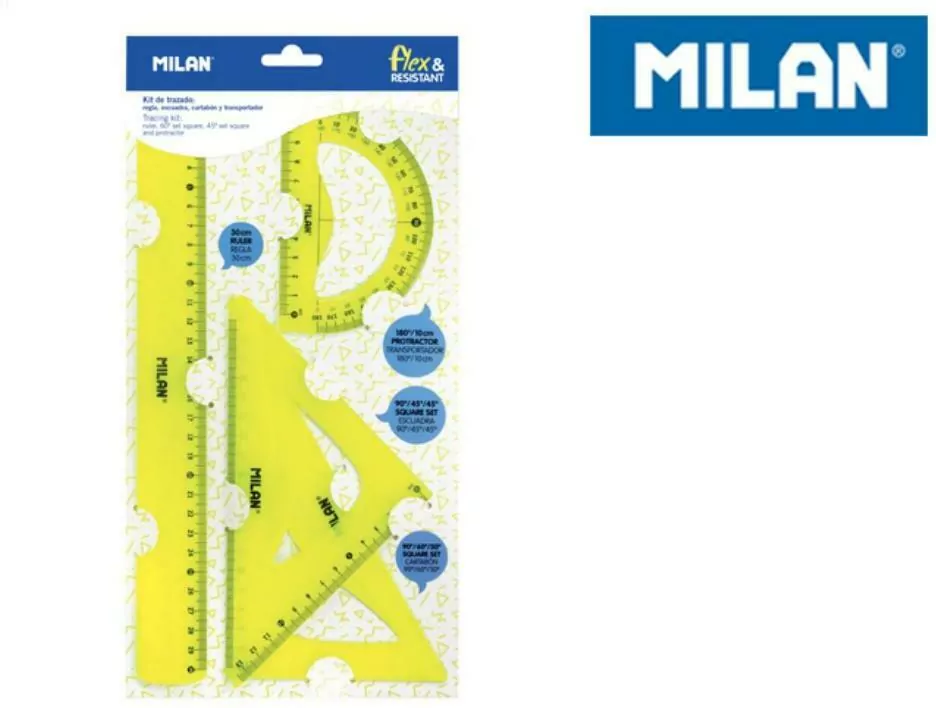 Zestaw linijek żółty 4 sztuki MILAN - tantis.pl
