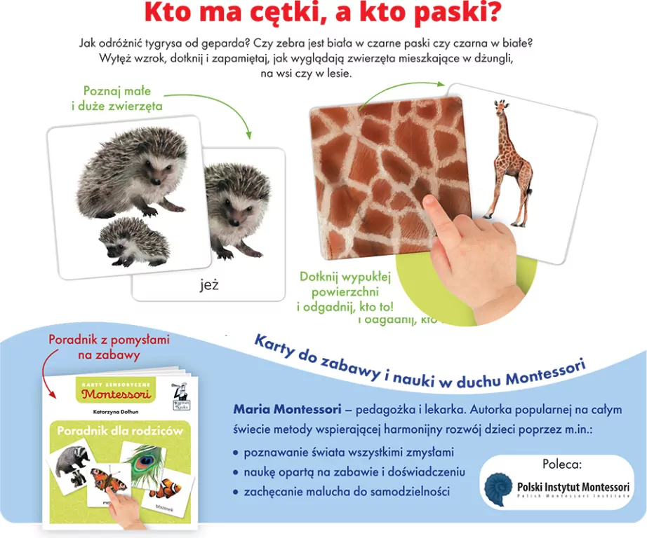Montessori. Karty sensoryczne. Zwierzęta 2+ - tantis.pl