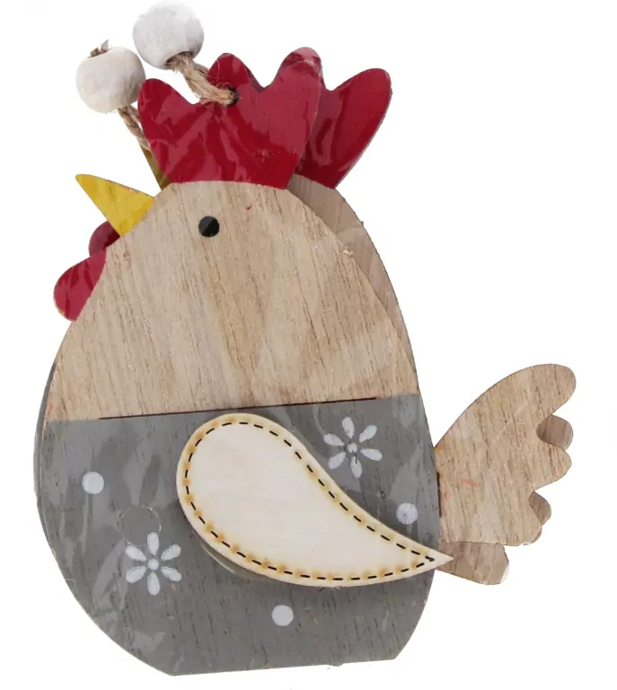 Kura zawieszka drewniana szara 2szt 9cm - tantis.pl