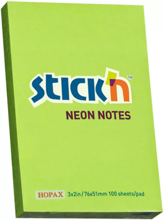 Notes samoprzylepny zielony neon 76x51mm - tantis.pl