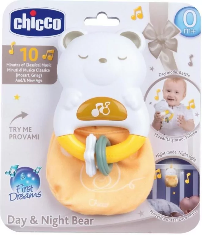 Grzechotka 2w1 Miś świecąca lampka nocna - tantis.pl