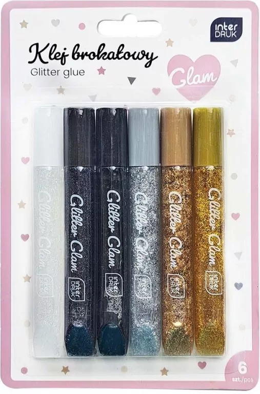 Klej do dekoracji brokatowy 6kol Glam - tantis.pl