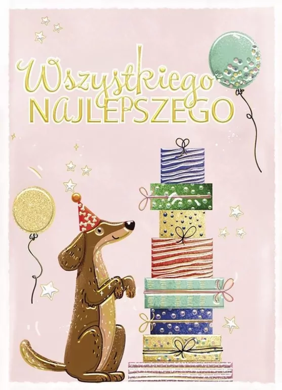 Karnet B6 Urodziny - Jamnik z prezentami - tantis.pl